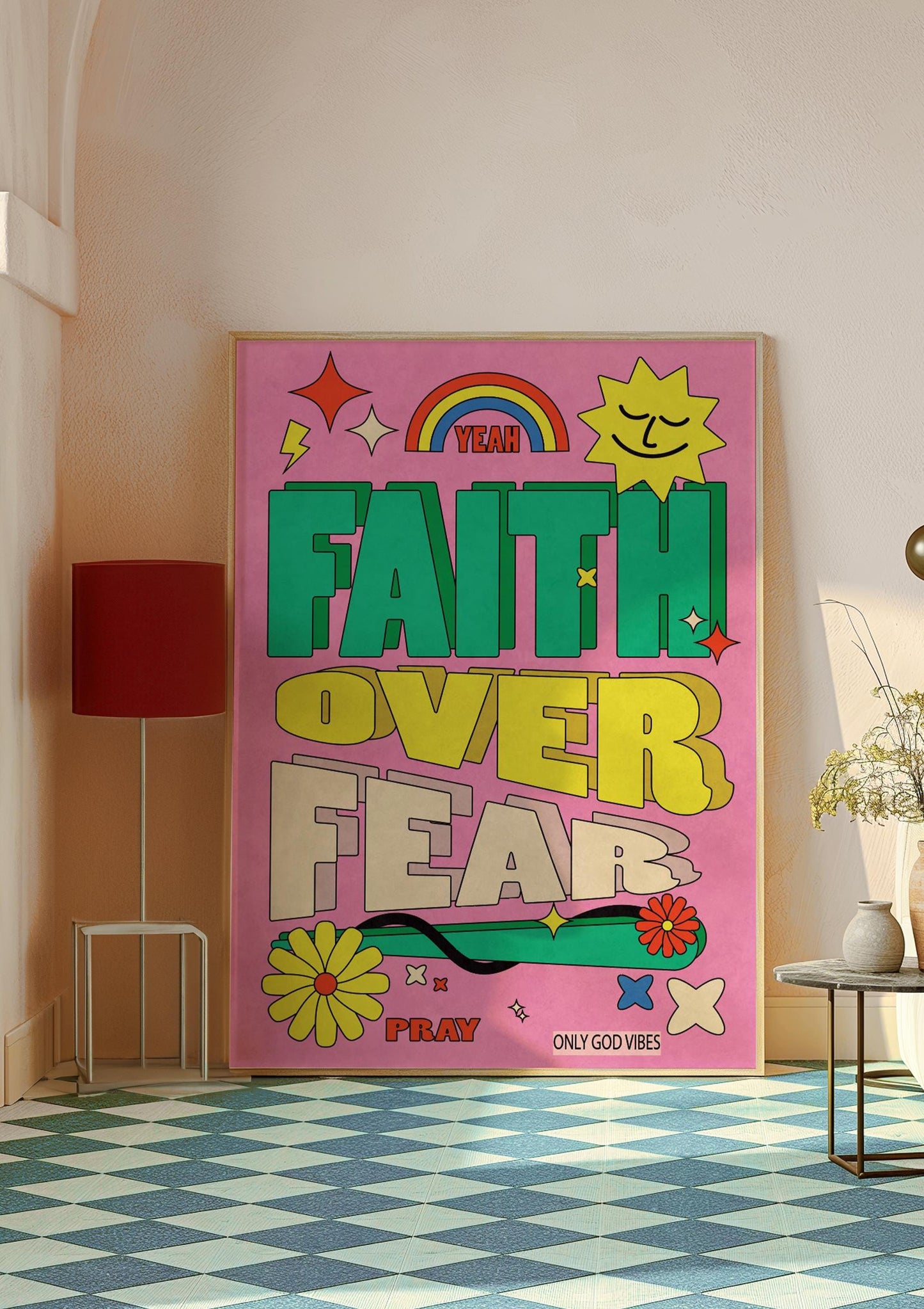 Faith Over Fear Print: Christian Bible Verse Art