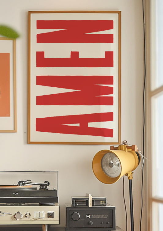 AMEN Print: Trendy Christian Poster, Religious Wall Art