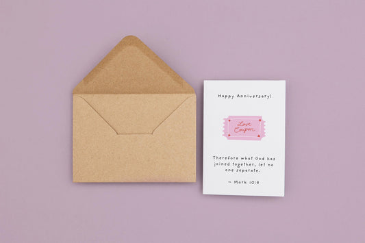 Anniversary Card Love card, Mark 10:9 Scripture Card, Christian Marriage Card, Faith Love Coupon, Wedding Vow Renewal Card love and covenant