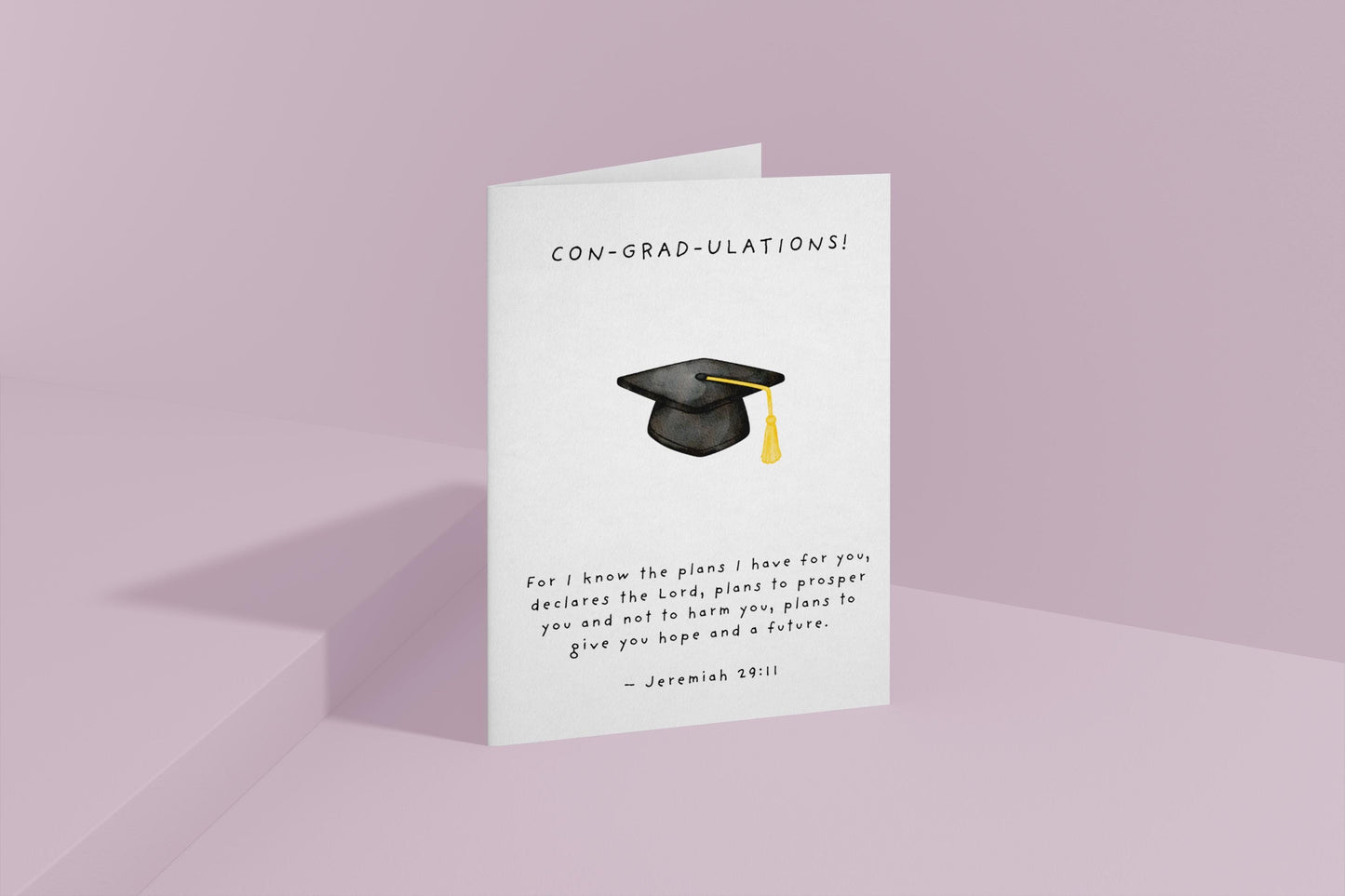 Christian Graduation Card with Bible Verse, Jeremiah 29:11, Religious Congratulations Card, Faith Graduation Gift, Graduation Cap Design