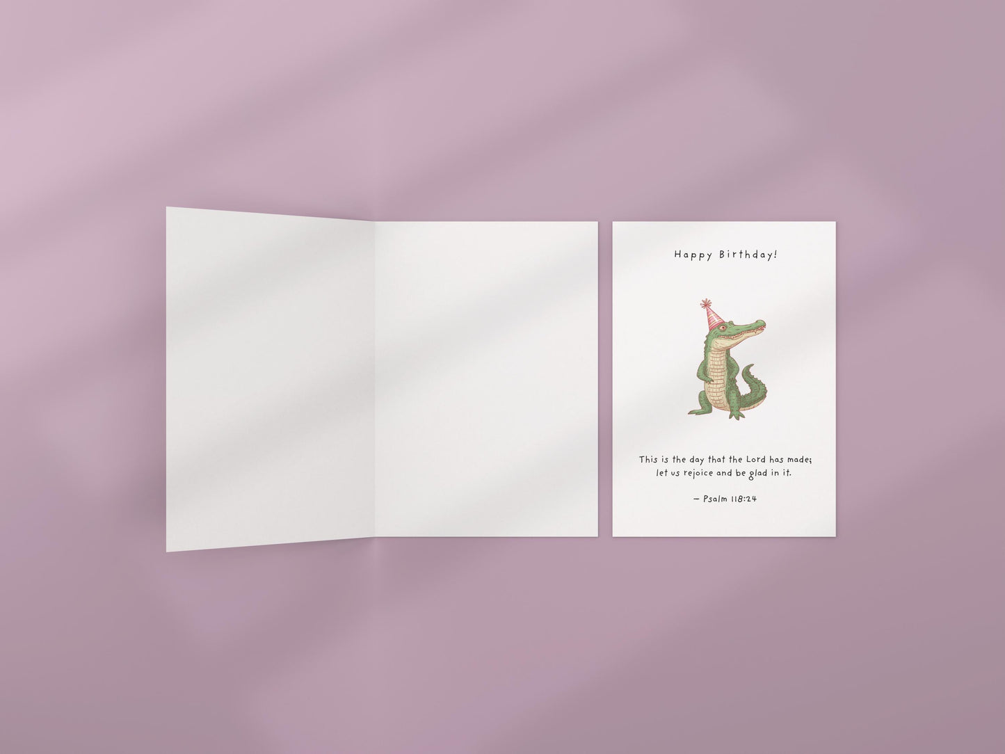 Personalised Christian Birthday Card Psalm 118:24 Scripture Card Happy Birthday Alligator, Faith Celebration Card Cute Animal funny birthday