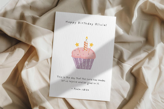 Custom Birthday Card with Bible Verse Christian Faith Based Happy Birthday Scripture Greeting Card Religious Personalised Card Psalm 118:24