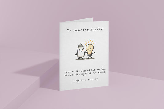 Christian Encouragement Card Matthew 5:13–14 Scripture Religious Appreciation Card Salt & Light Design faith‑based friendship thank you
