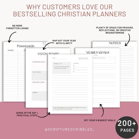 Christian Daily Planner: Scripture Verse, Goal Setting A5 Notebook