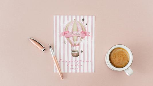 Personalized Chistian New Baby Card, new parents, custom cute new baby arrival vintage design, gift from above