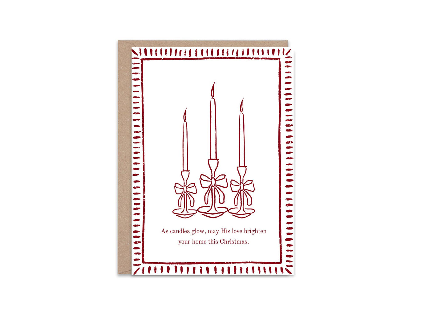 Minimalist Vintage Elegant Christmas Card Holiday Greeting Card Neutral Colour Candles Design Blank Inside Premium 300gsm Paper Envelope
