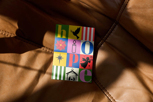 Christian Christmas Card MERRY XMAS Modern Design HOPE Scripture Greeting Bold Colourful Holiday Card bible verse Christmas card A6