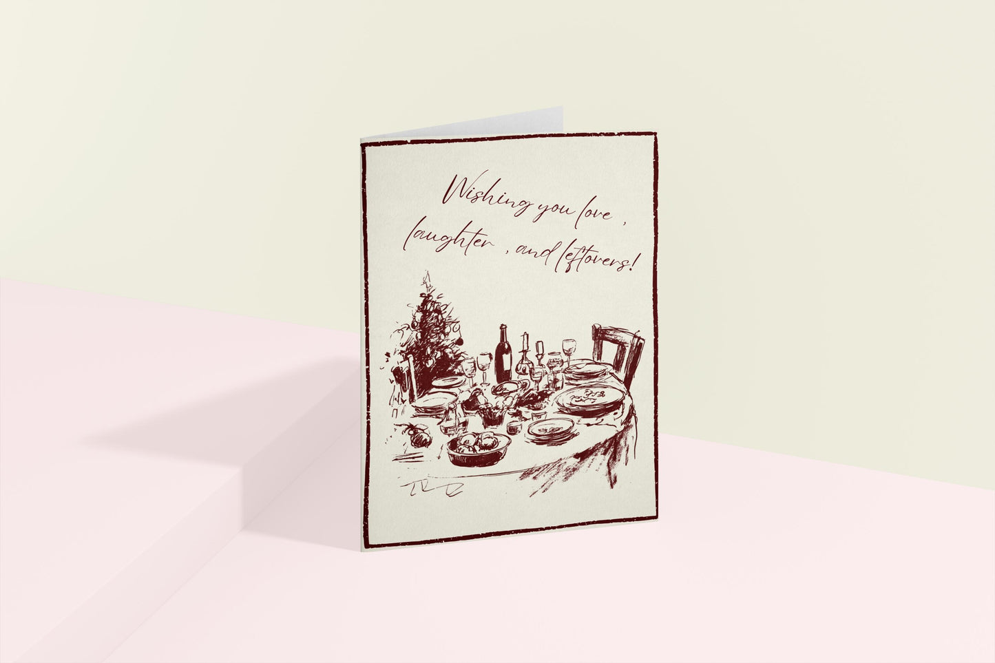 Minimalist Christmas Card | Scribble Dinner Table Design | A6 300gsm | Blank Inside | Kraft Envelope | Love Laughter Leftovers