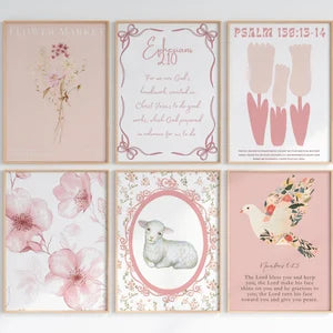 Pink Christian Wall Art Set