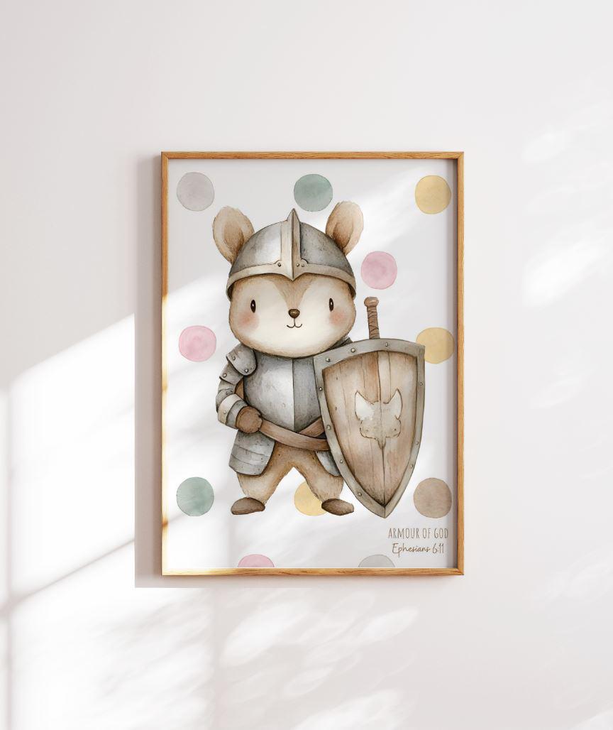 Christian Nursery Print: Animal in Armour of God (Digital File)