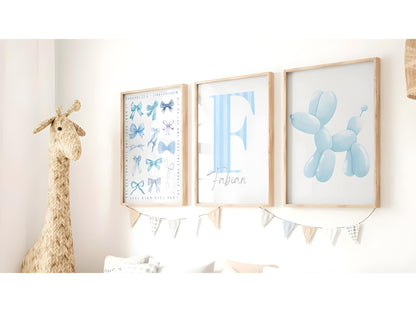 Set of 3 Personalised Proverbs 22:6 Wall Art Set | Custom Kids Nursery Décor | Blue Christian Baby Boy Room Prints | Bible Verse Art