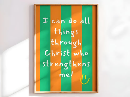 Christian Wall Art: Vibrant Motivational Print