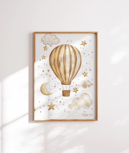 Minimalist Psalm 147:4 Wall Art | Christian Hot Air Balloon & Stars Décor | Inspirational Faith Print | Modern Bible Verse Art