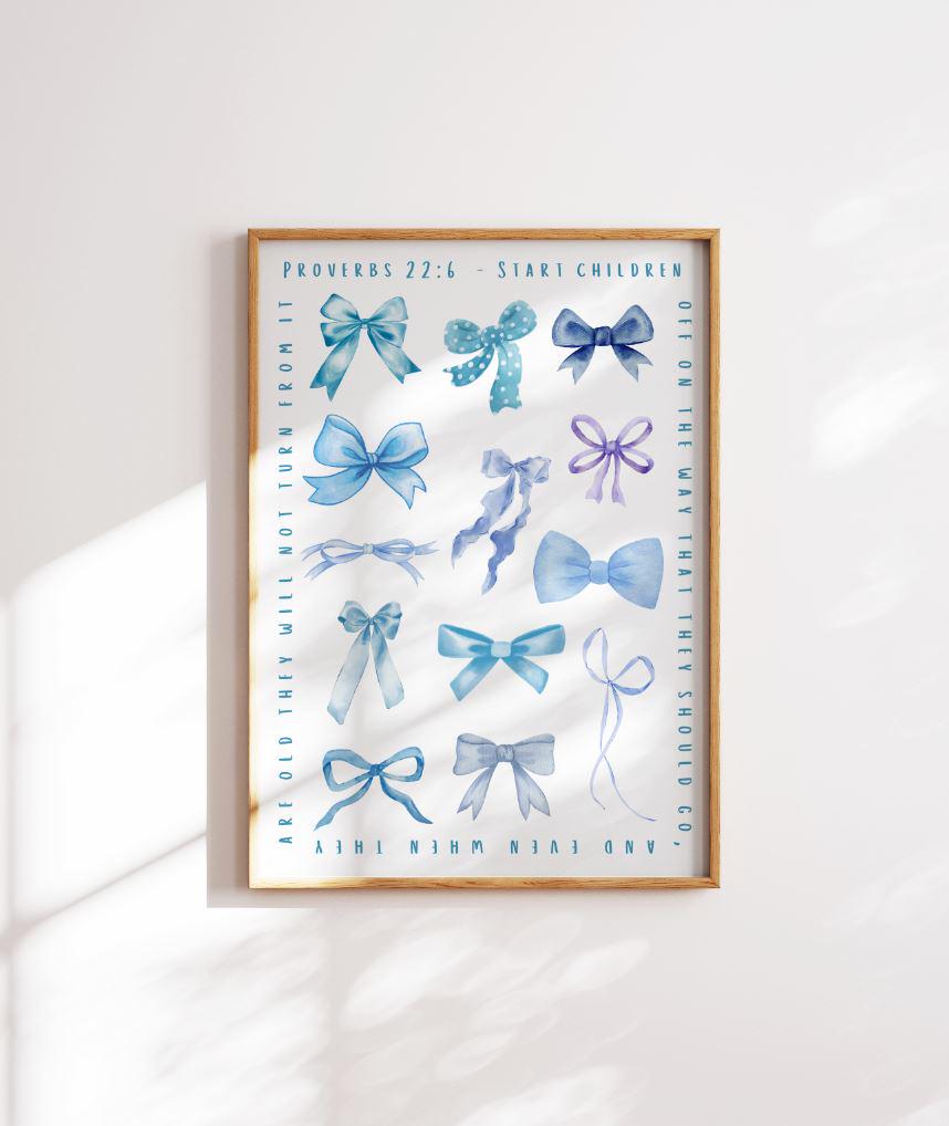 Proverbs 22:6 Christian Nursery Wall Art | Kids Room Décor | Blue Nursery | Inspirational Faith Print | Christian Kids Bedroom Art