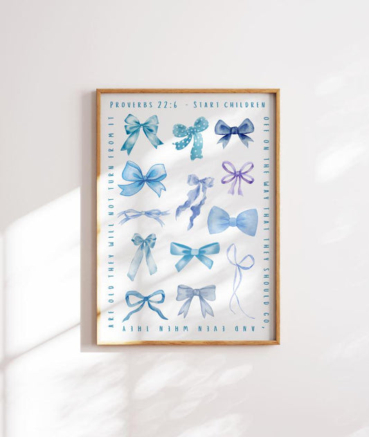 Proverbs 22:6 Christian Nursery Wall Art | Kids Room Décor | Blue Nursery | Inspirational Faith Print | Christian Kids Bedroom Art