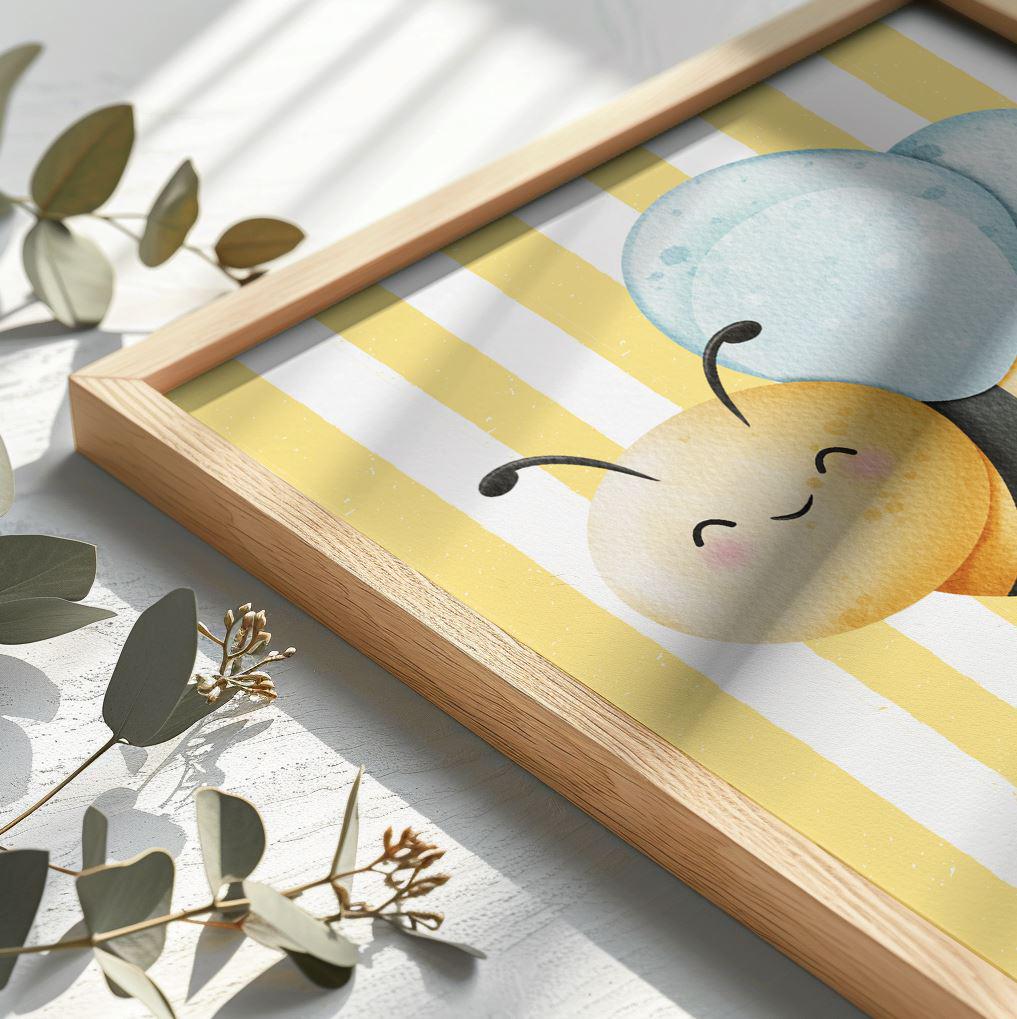 Bee Still Wall Art | Christian Nursery Décor | Psalm 46:10 Print with Cute Bee Illustration | Inspirational Bible Verse Décor