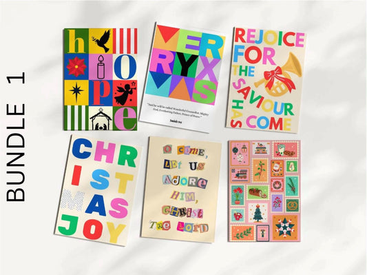 Christian Christmas Card Set of 6 Colourful Holiday Cards with Bible Verses & Nativity Designs, Faith-Based Greeting Cards, Blank Inside