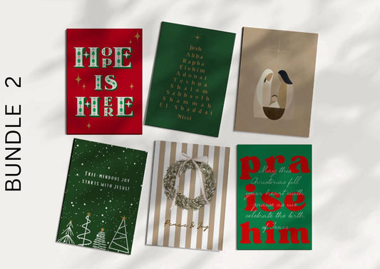 Christian Christmas Card Set of 6 Colourful Holiday Cards with Bible Verses & Nativity Designs, Faith-Based Greeting Cards, Blank Inside