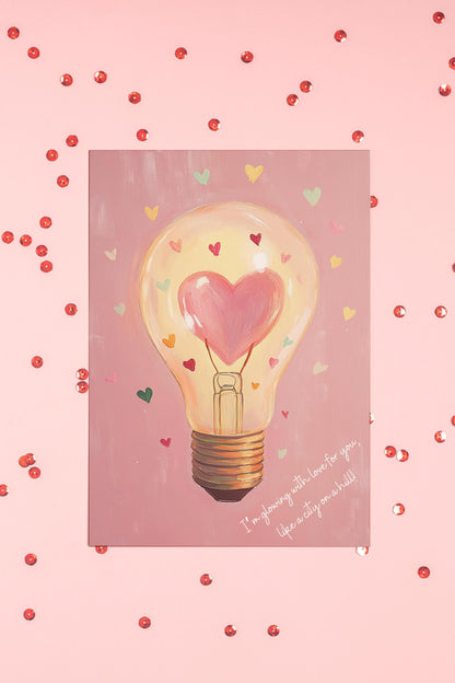 Funny Valentine's Day Card: Heart Lightbulb Design