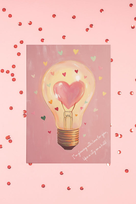 Funny Valentine's Day Card: Heart Lightbulb Design