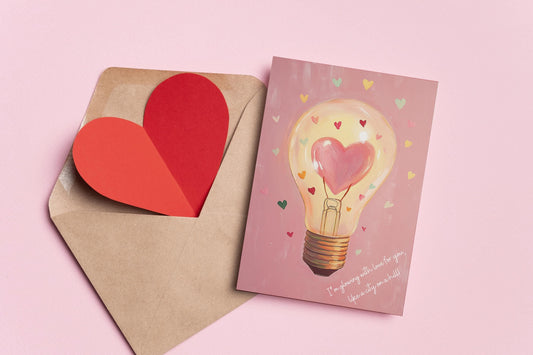 Funny Valentine's Day Card: Heart Lightbulb Design