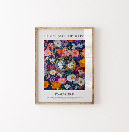 Vibrant Psalm 30:11 Wall Art | Christian Home Décor | Inspirational Bible Verse Print | Modern Faith-Based Artwork | Religious Gift