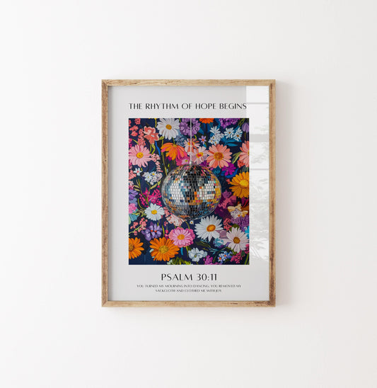 Vibrant Psalm 30:11 Wall Art | Christian Home Décor | Inspirational Bible Verse Print | Modern Faith-Based Artwork | Religious Gift