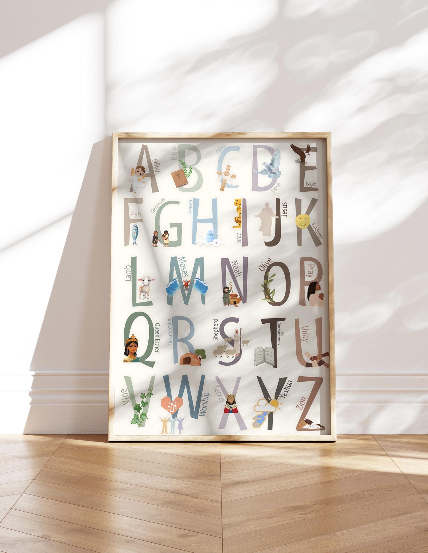 Bible Alphabet Nursery Print: Christian Kids Room Decor (Digital Download)