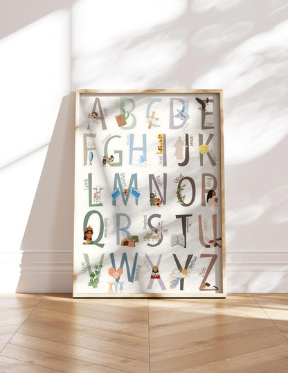 Bible Alphabet Nursery Print: Christian Kids Room Decor (Digital Download)