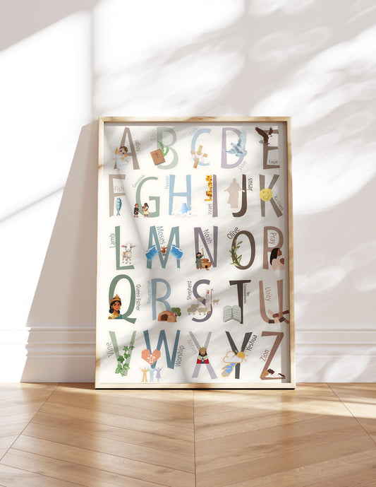 Bible Alphabet Nursery Print: Christian Kids Room Decor (Digital Download)