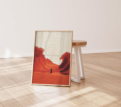 Red Sea Parting Print: Minimalist Moses Art, Christian Home Decor