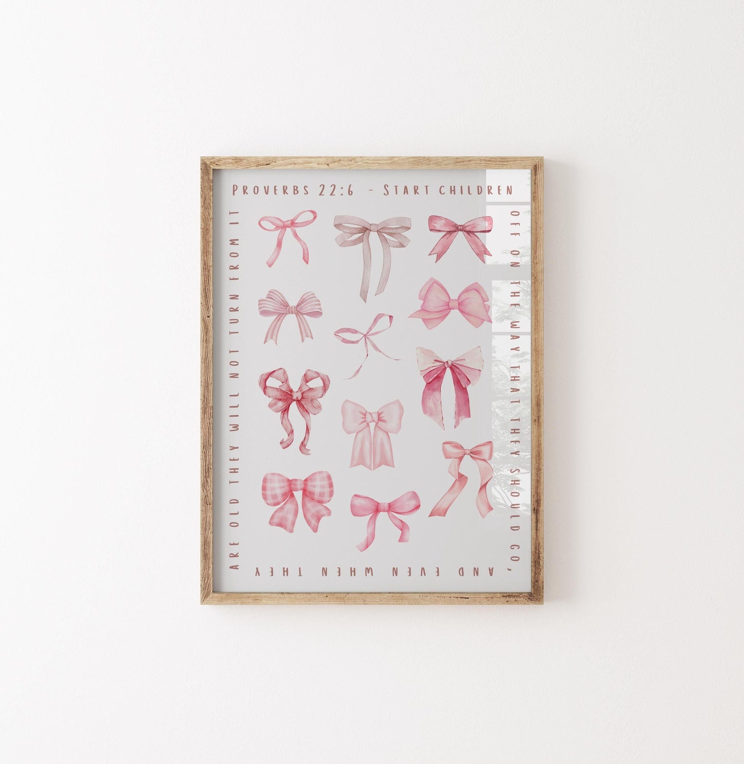 Pink Bows Nursery Print: Christian Proverbs Art (Digital Download)