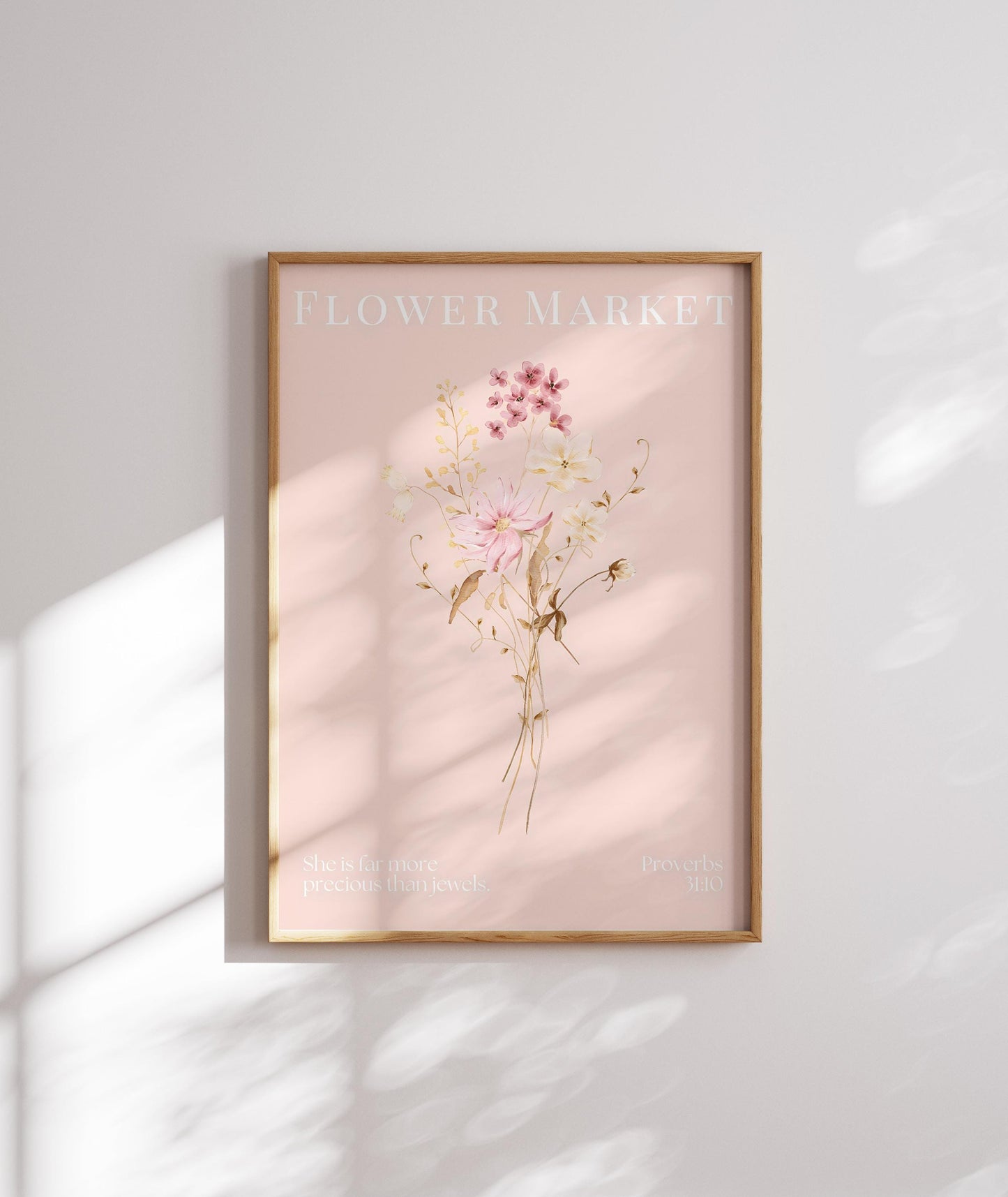 Pink Christian Wall Art Set: Boho Floral Bible Verse Prints (Digital Download)