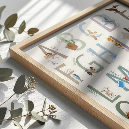 Bible Alphabet Nursery Print: Christian Kids Room Decor (Digital Download)