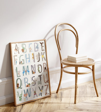 Alphabet Nursery Print: Christian ABC Poster, Minimalist Wall Art