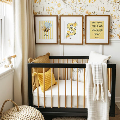 Set of 3 custom nursery prints,Bee nursery,Animal nursery,Christian print,Baby boy nursery,Baby girl nursery, flowers nursery, cute animals