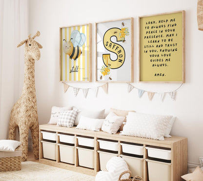 Set of 3 custom nursery prints,Bee nursery,Animal nursery,Christian print,Baby boy nursery,Baby girl nursery, flowers nursery, cute animals