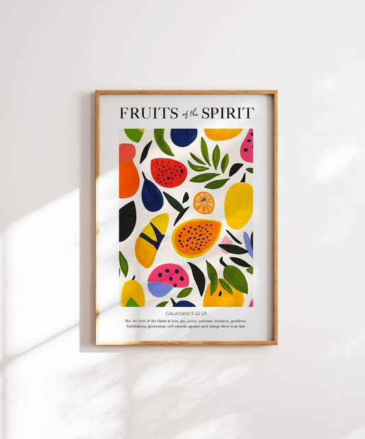 Fruit of the Spirit Art Print: Christian Scripture Poster, Colorful Nursery Decor