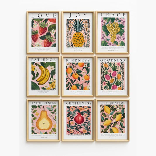 Fruits of the Spirit Art Print: Retro Christian Scripture Poster