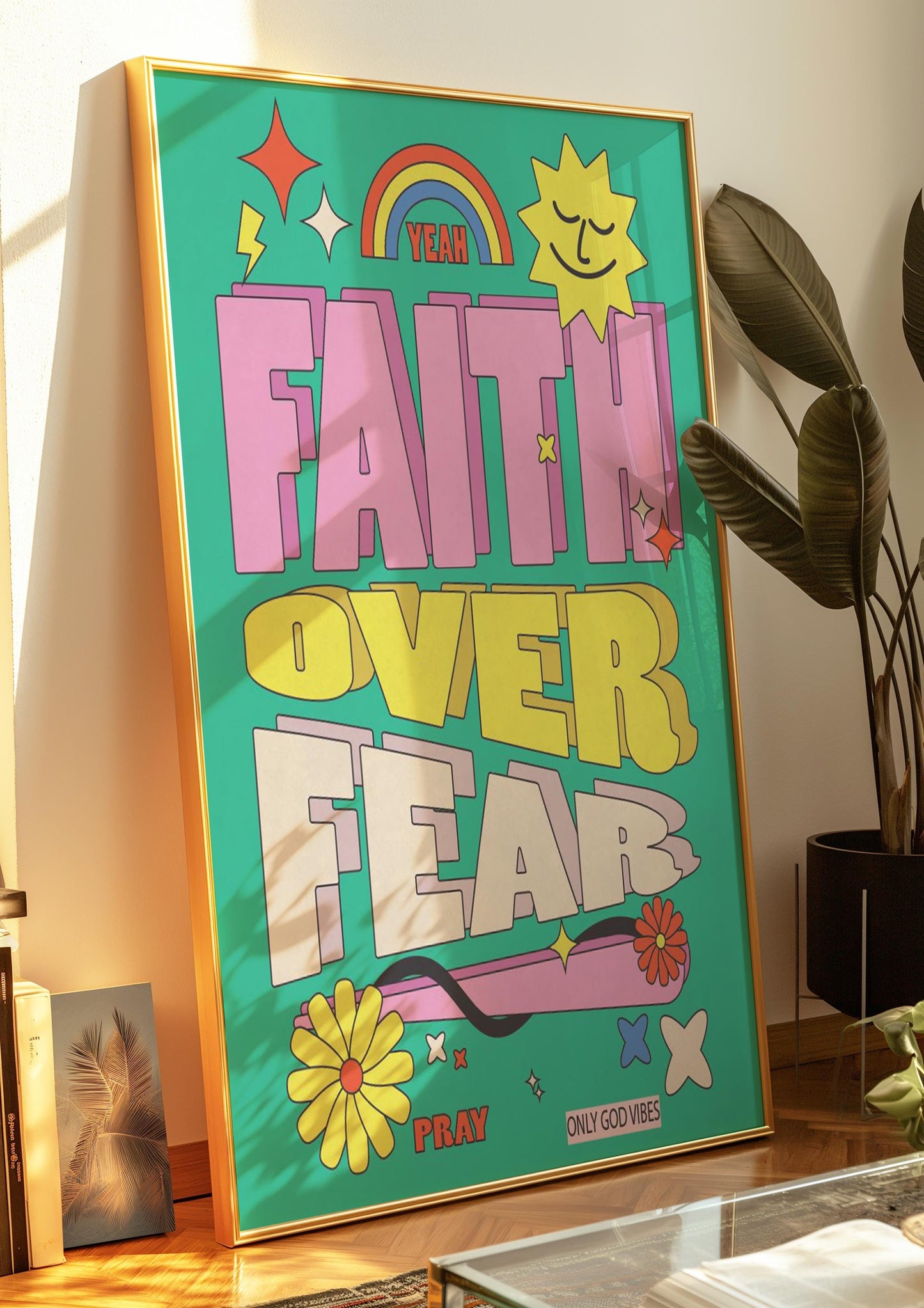 Faith Over Fear Print Set: Retro Christian Bible Verse Art (Digital Download)