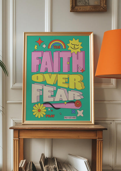 Faith Over Fear Print Set: Retro Christian Bible Verse Art (Digital Download)