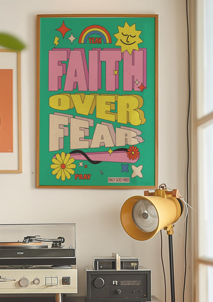 Faith Over Fear Print Set: Retro Christian Bible Verse Art (Digital Download)