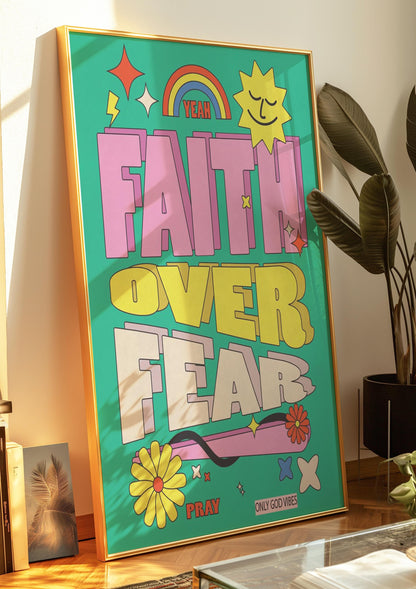 Faith Over Fear Print: Christian Bible Verse Art