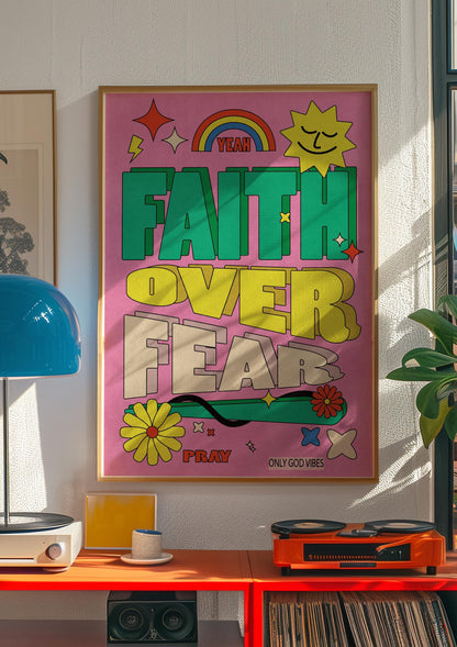 Faith Over Fear Print: Christian Bible Verse Art