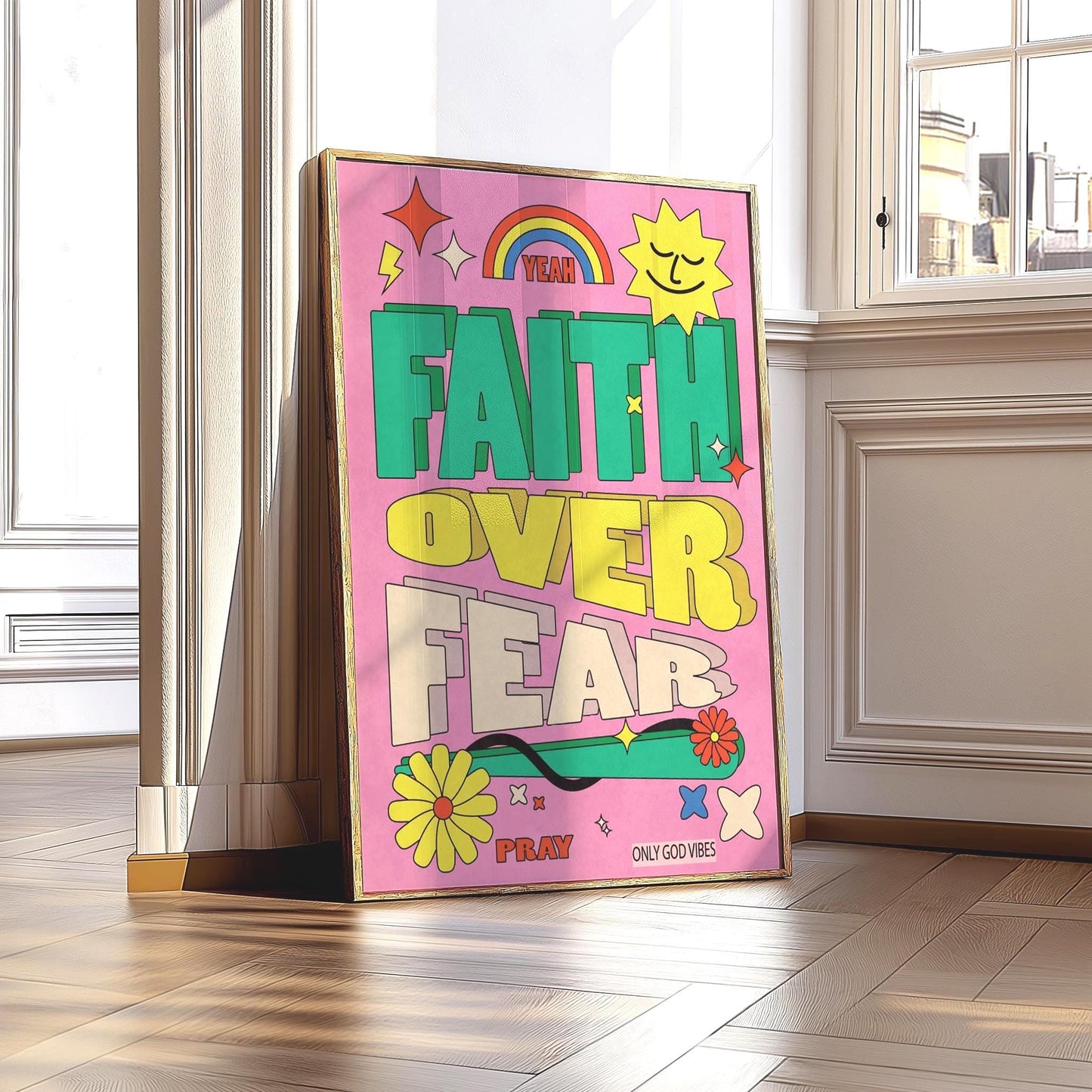 Faith Over Fear Print: Christian Bible Verse Art