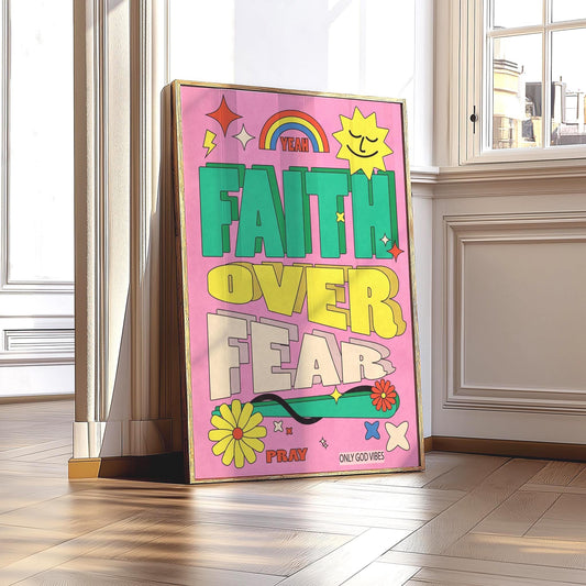 Faith Over Fear Print: Christian Bible Verse Art
