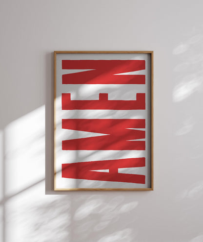 AMEN Print: Trendy Christian Poster, Religious Wall Art