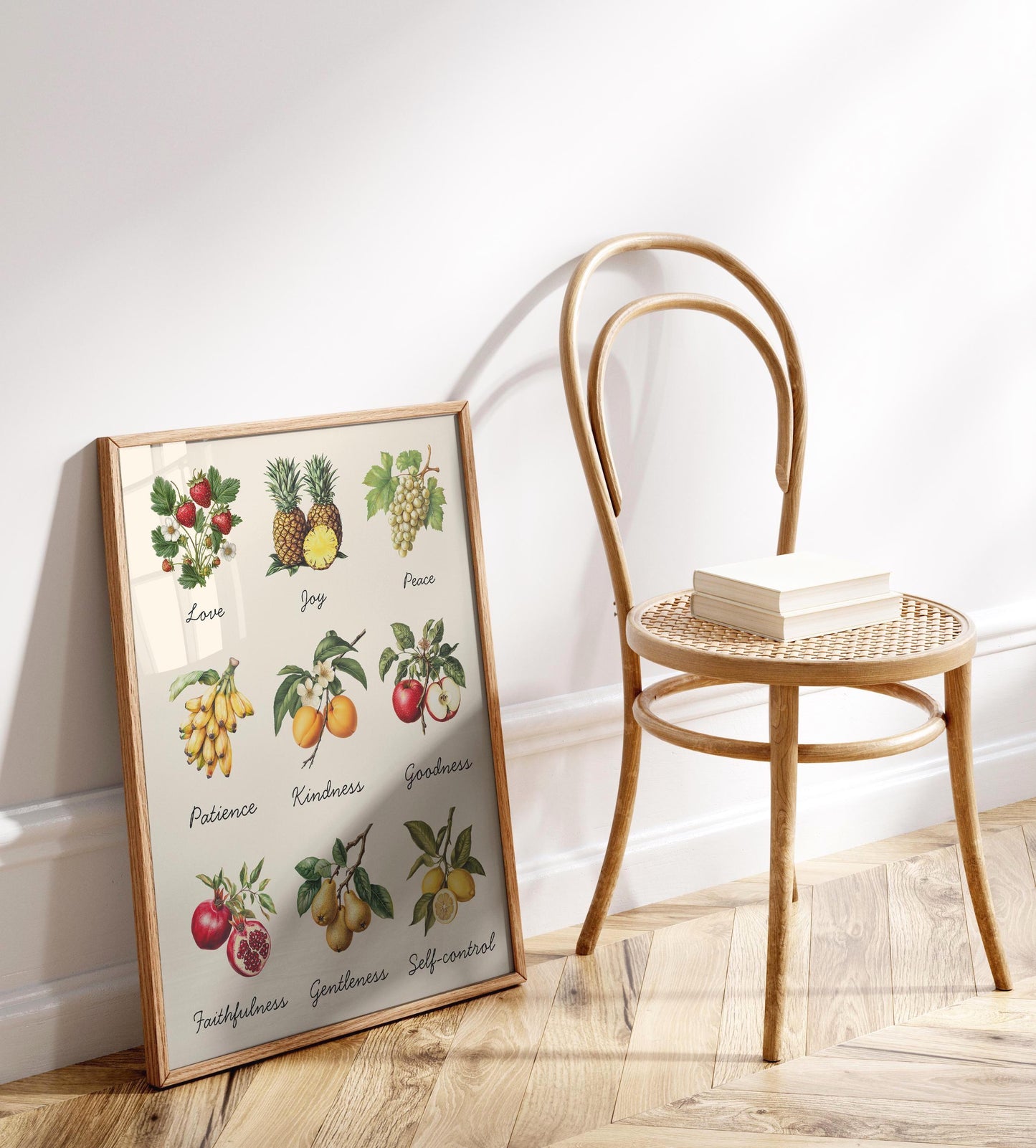 Fruits of the Spirit Wall Art – Galatians 5:22 Christian Bible Verse Print, Colourful Faith-Based Home Decor, Inspirational Scripture Poster