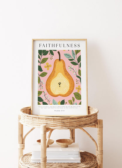 Fruits of the Spirit Art Print: Retro Christian Scripture Poster