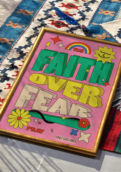 Faith Over Fear Print Set: Retro Christian Bible Verse Art (Digital Download)